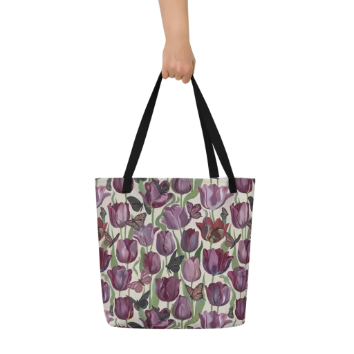 Tulip Moonlight on a Large Tote Bag W/ Pocket