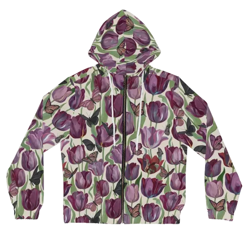 Tulip Moonlight on a Women's Full-Zip Hoodie