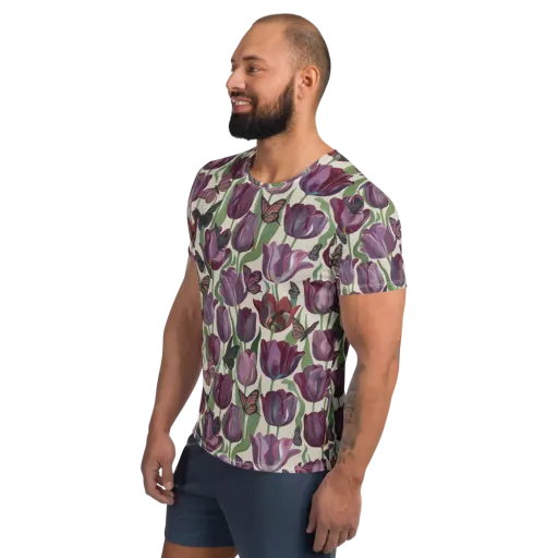 Tulip Moonlight on a Men's Athletic T-Shirt