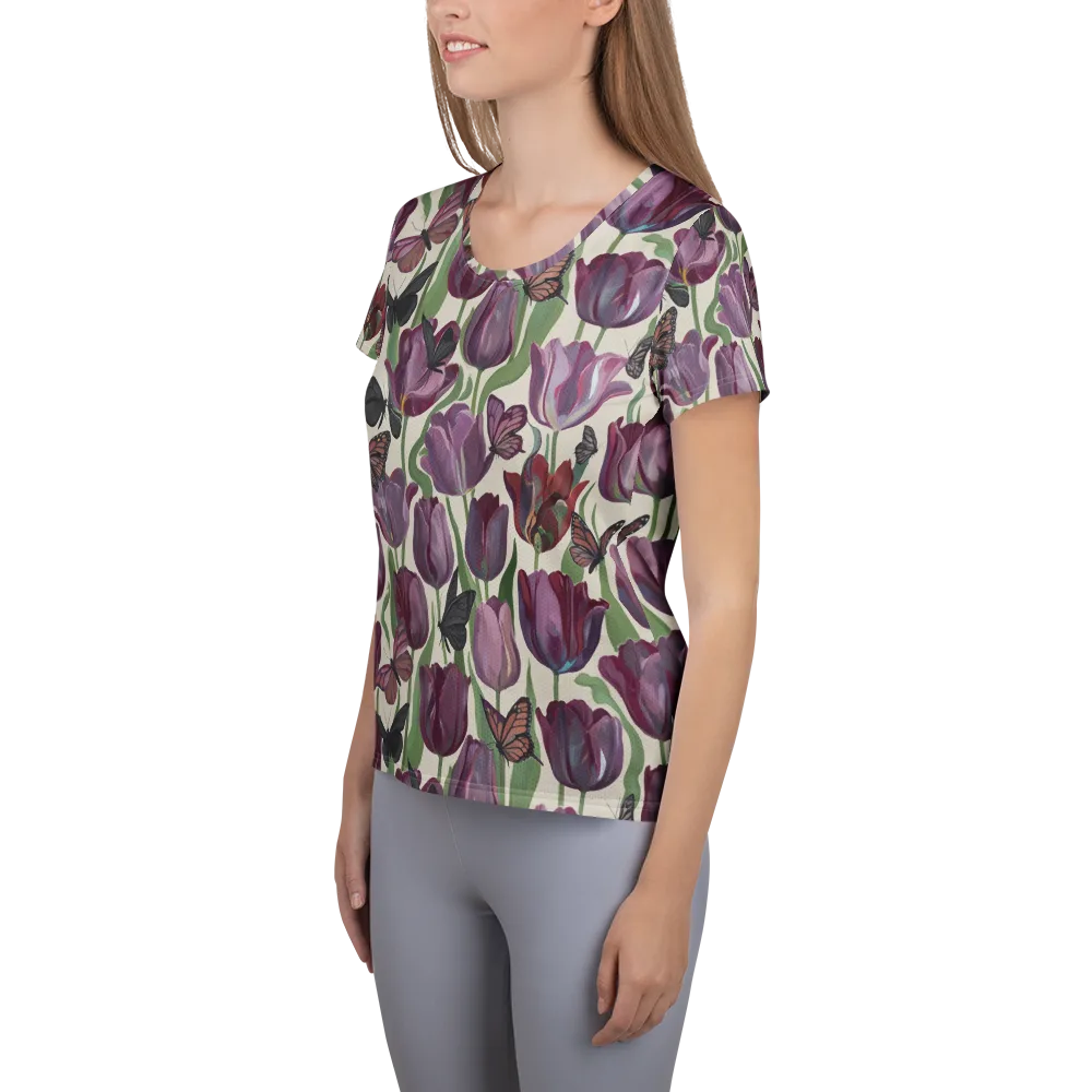 Tulip Moonlight on Women's Athletic T-Shirt — Left