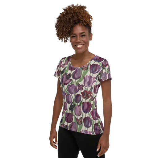Tulip Moonlight on a Women's Athletic T-Shirt