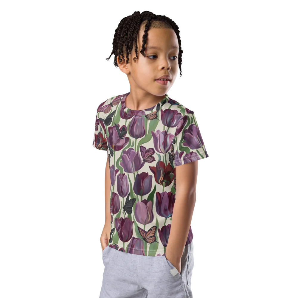 Tulip Moonlight on Kids Crew Neck T-Shirt — Left Front