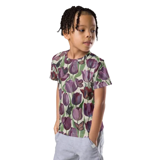 Tulip Moonlight on a Kids Crew Neck T-Shirt