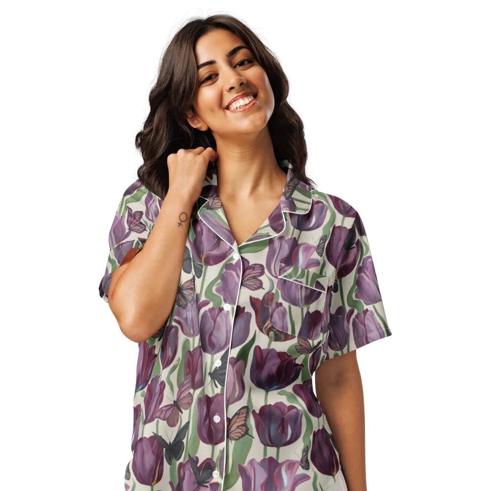 Tulip Moonlight on Women's Short Sleeve Pajama Top — Front
