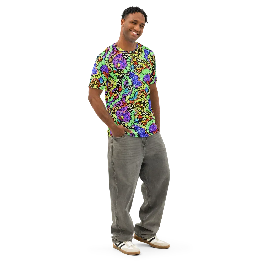 Frostwork Fantasy on Men's Cotton Crew Neck T-Shirt — Right Front