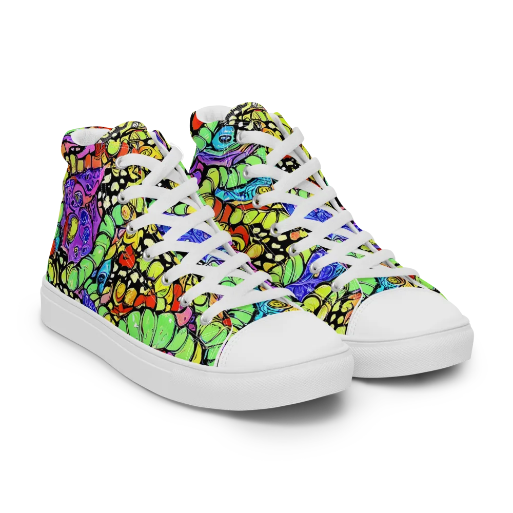 Frostwork Fantasy on Men's High Top Canvas Shoes — Right Front