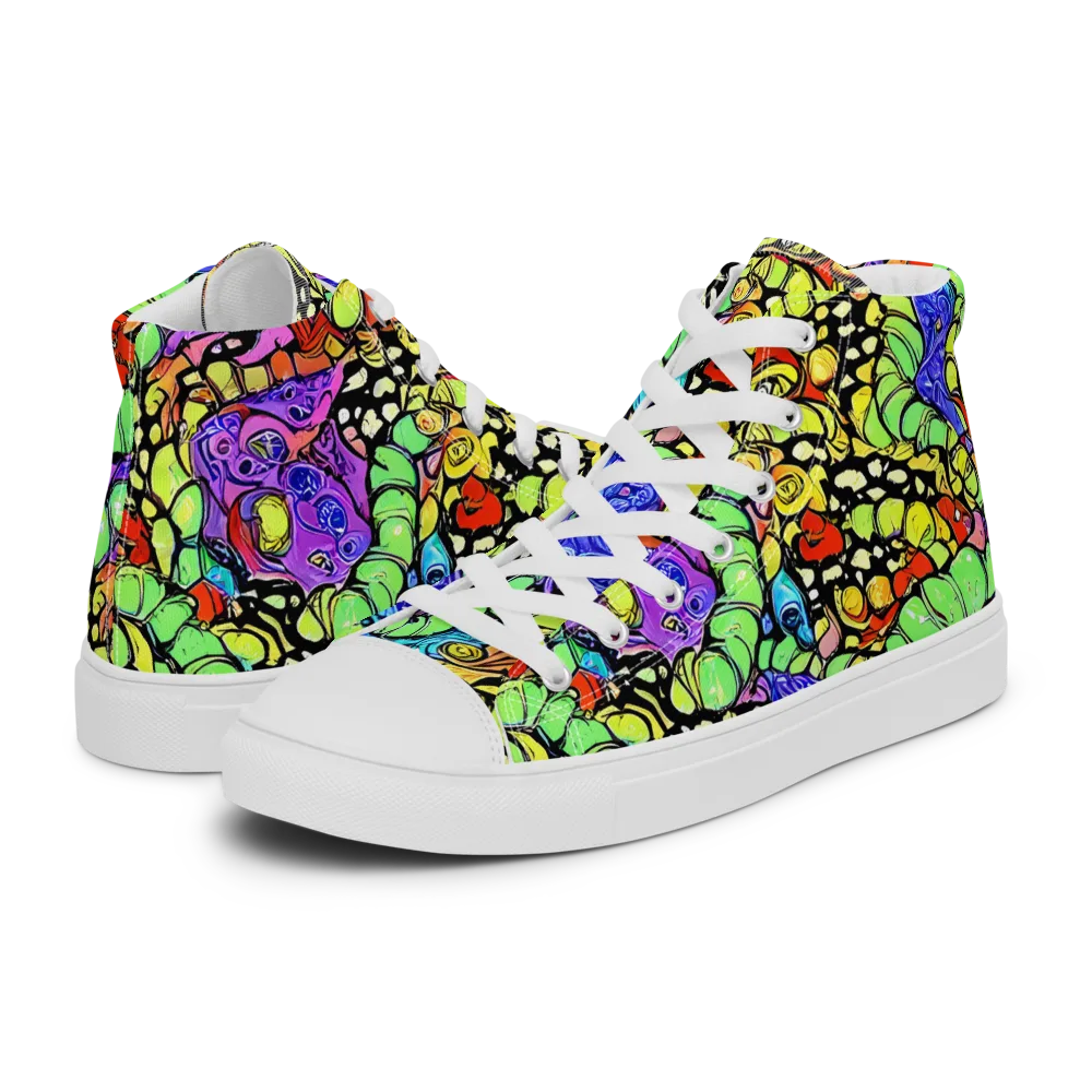 Frostwork Fantasy on Men's High Top Canvas Shoes — Left