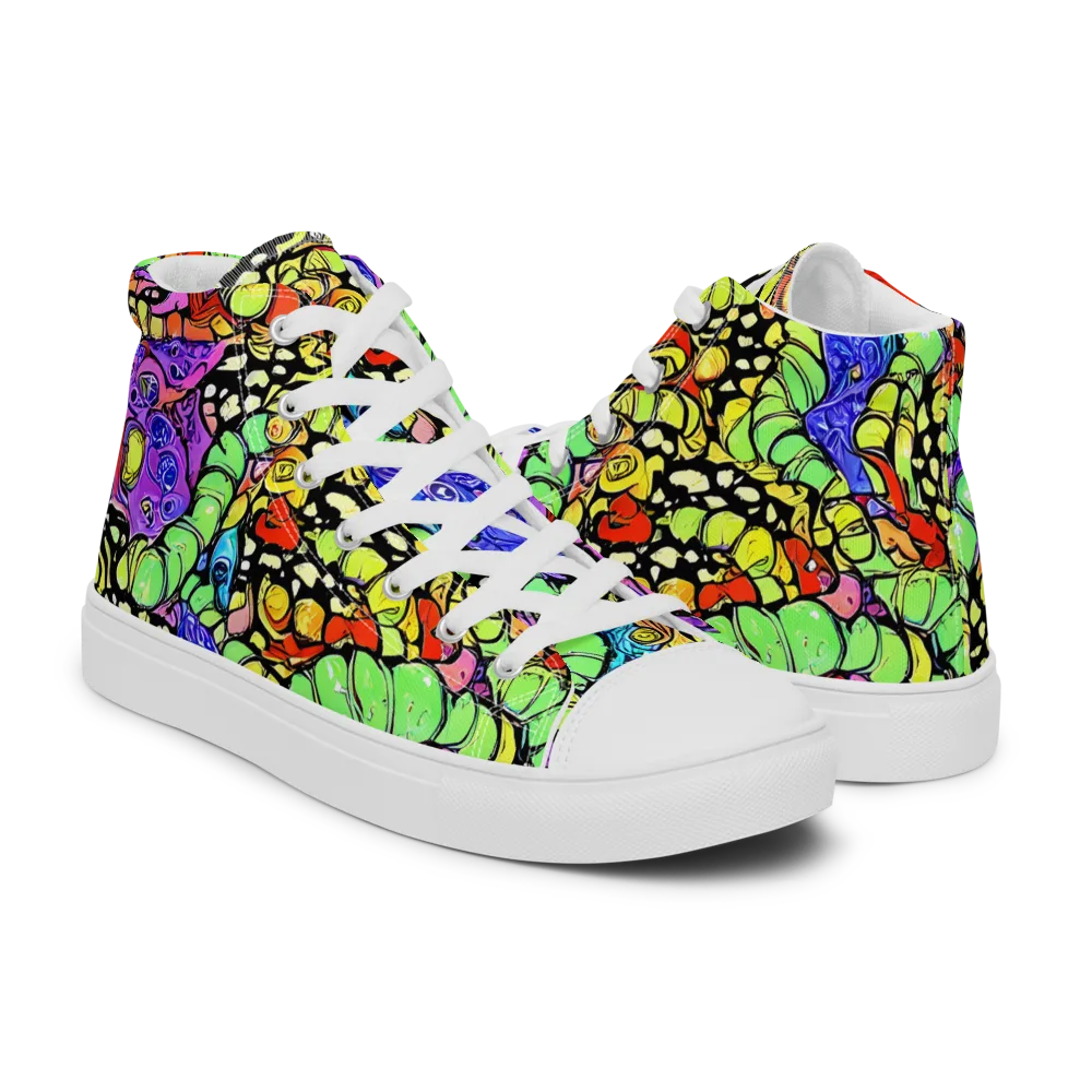 Frostwork Fantasy on Men's High Top Canvas Shoes — Right