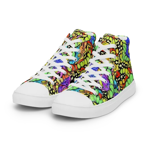 Frostwork Fantasy on a Women's High Top Canvas Shoes