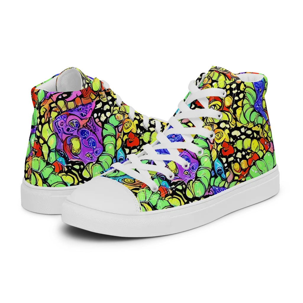 Frostwork Fantasy on Women's High Top Canvas Shoes — Left