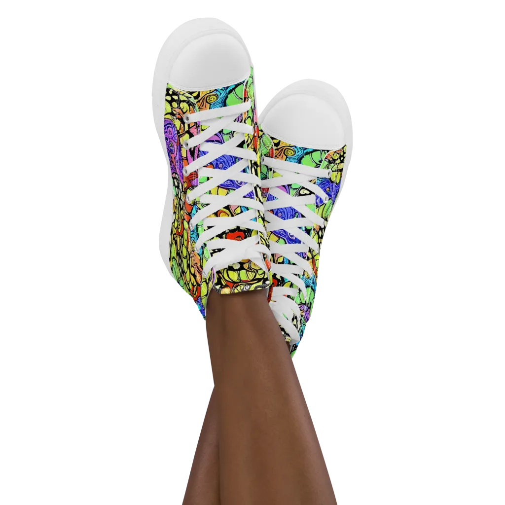 Frostwork Fantasy on Women's High Top Canvas Shoes — Front