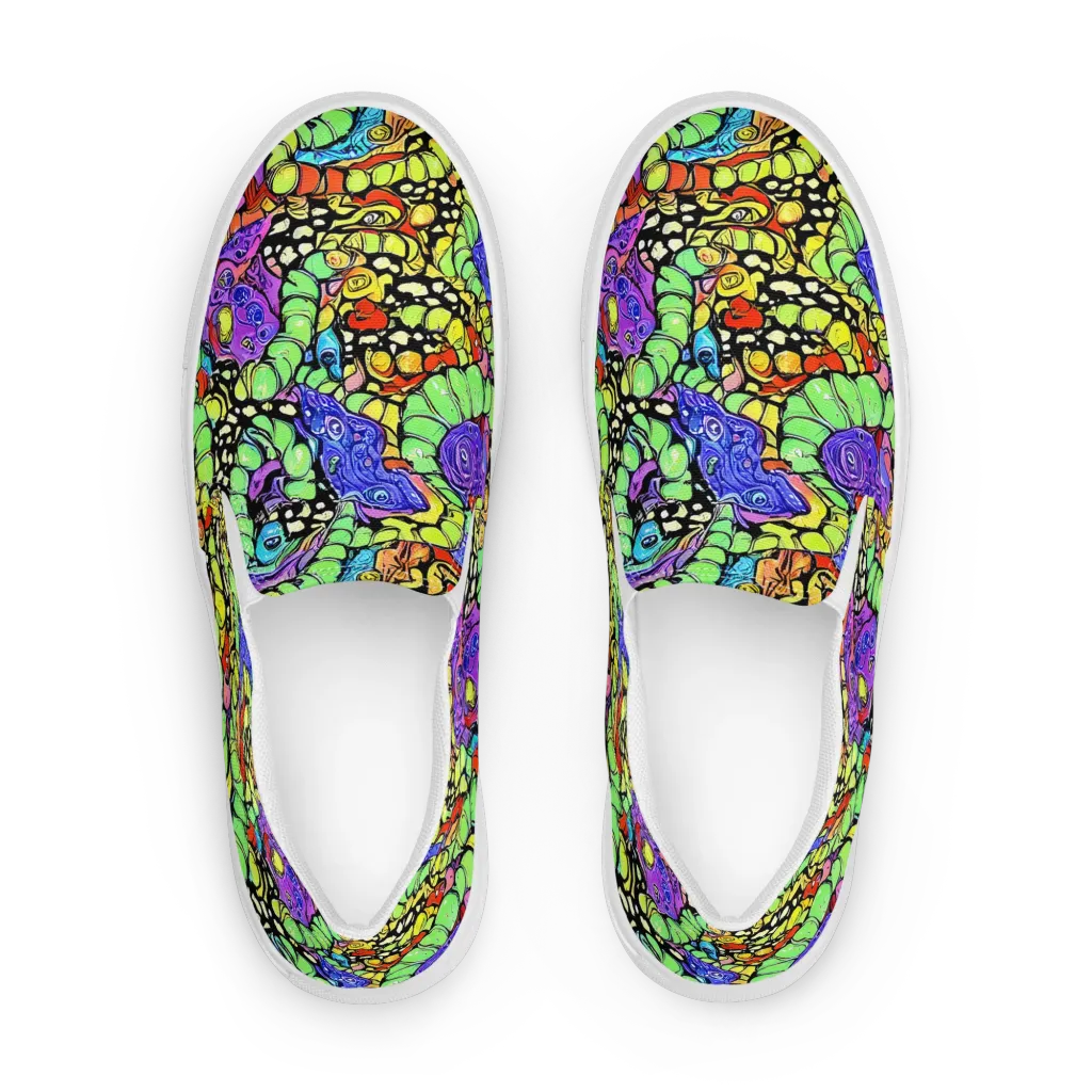 Frostwork Fantasy on Men's Slip-On Canvas Shoes — Front