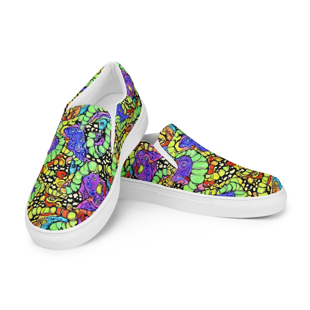 Frostwork Fantasy on Men's Slip-On Canvas Shoes — Left Front