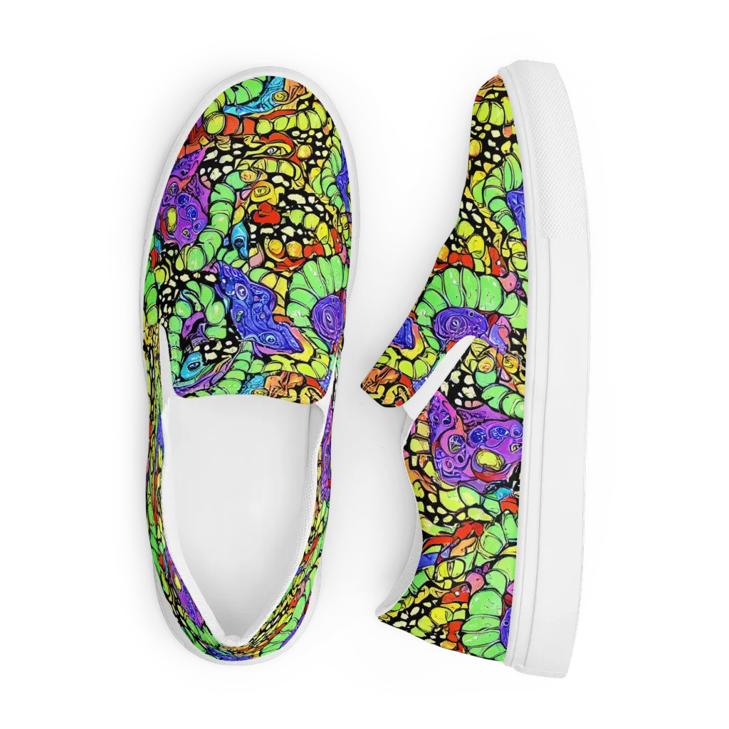Frostwork Fantasy on Men's Slip-On Canvas Shoes — Front