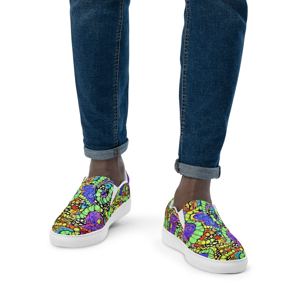 Frostwork Fantasy on Men's Slip-On Canvas Shoes — Front
