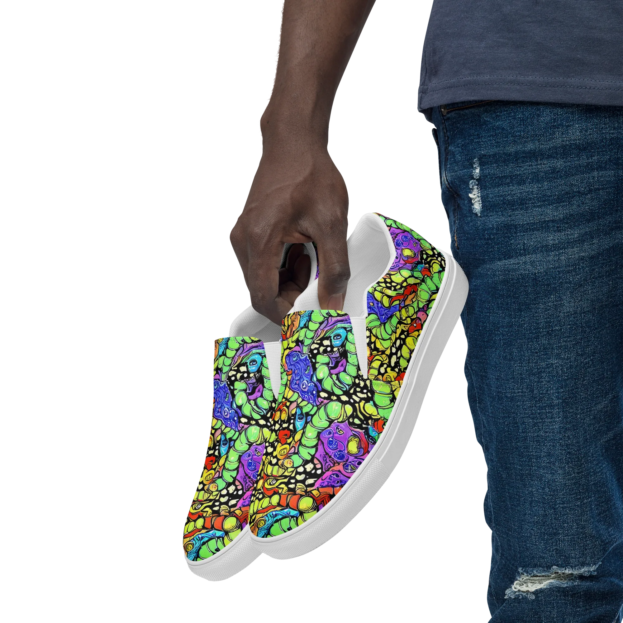 Frostwork Fantasy on Men's Slip-On Canvas Shoes — Left Front