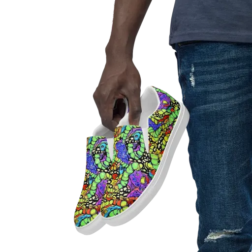 Frostwork Fantasy on a Men's Slip-On Canvas Shoes