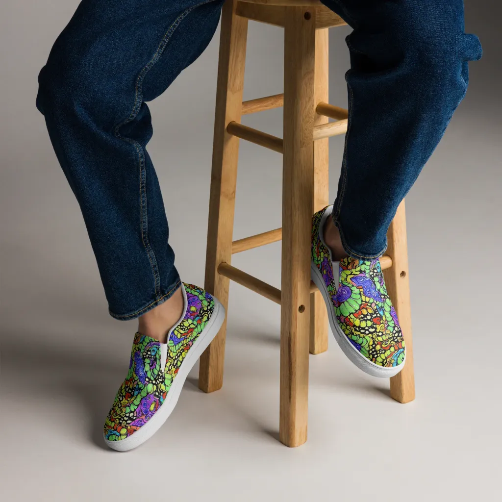 Frostwork Fantasy on Men's Slip-On Canvas Shoes — Front