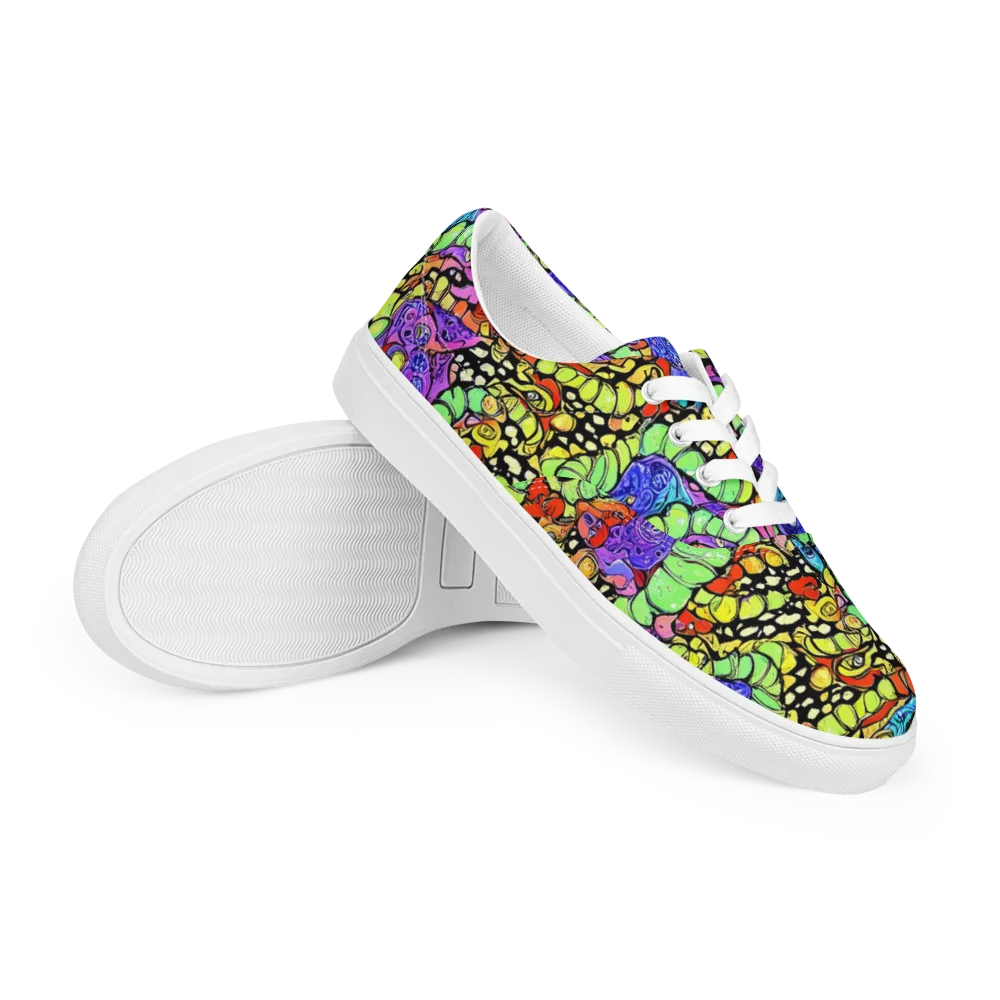 Frostwork Fantasy on Men's Lace-Up Canvas Shoes — Right Front