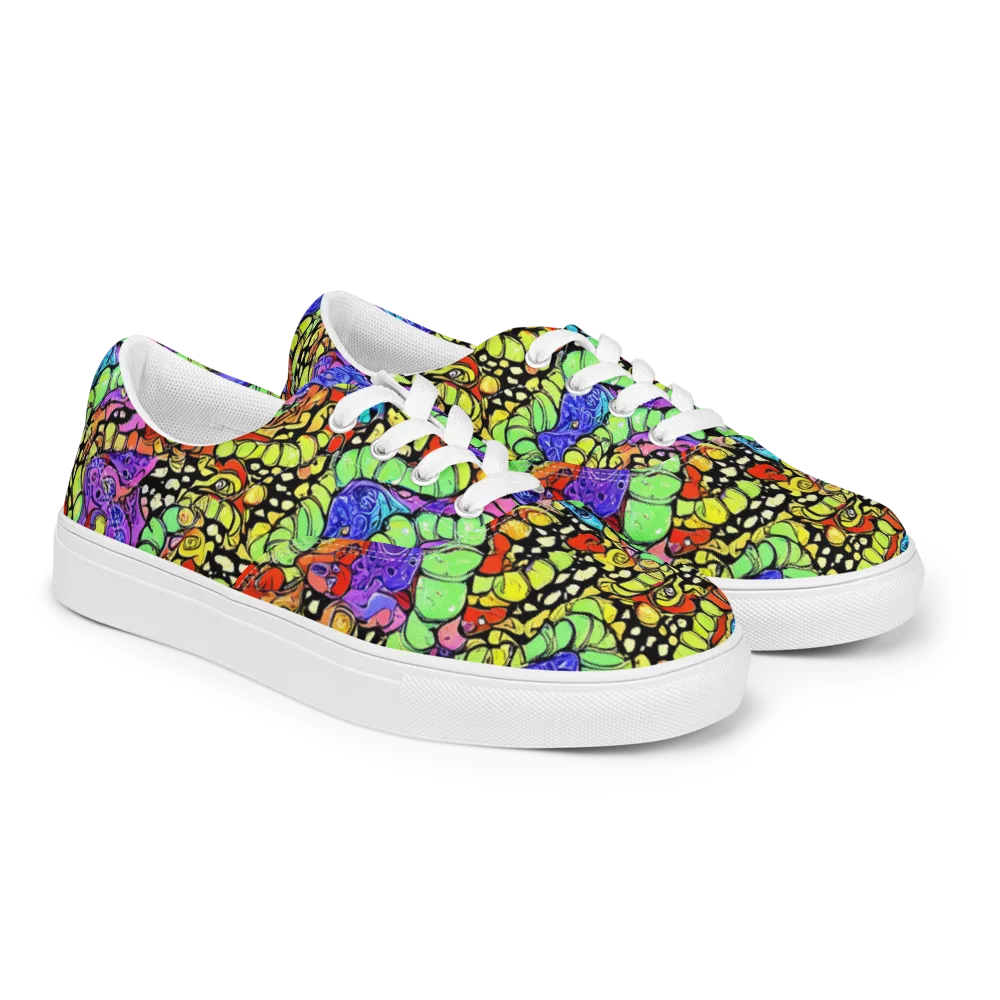 Frostwork Fantasy on Men's Lace-Up Canvas Shoes — Right Front