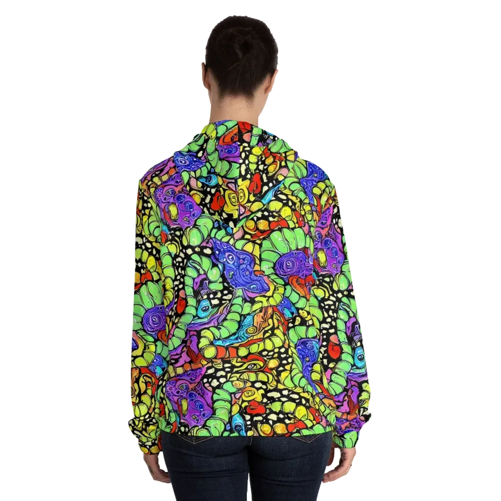 Frostwork Fantasy on Women's Full-Zip Hoodie — Back On Person