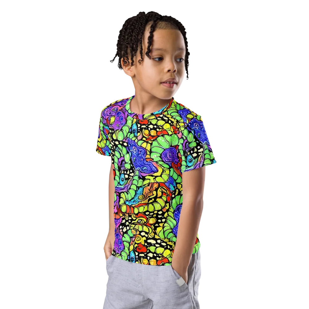 Frostwork Fantasy on Kids Crew Neck T-Shirt — Left Front
