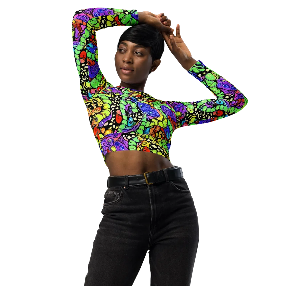 Frostwork Fantasy on Long Sleeve Crop Top — Front