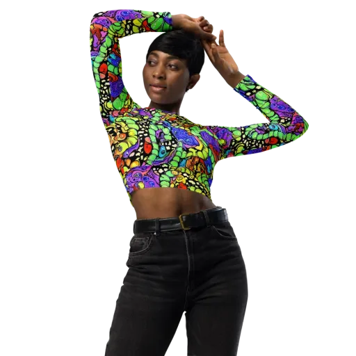 Frostwork Fantasy on a Long Sleeve Crop Top