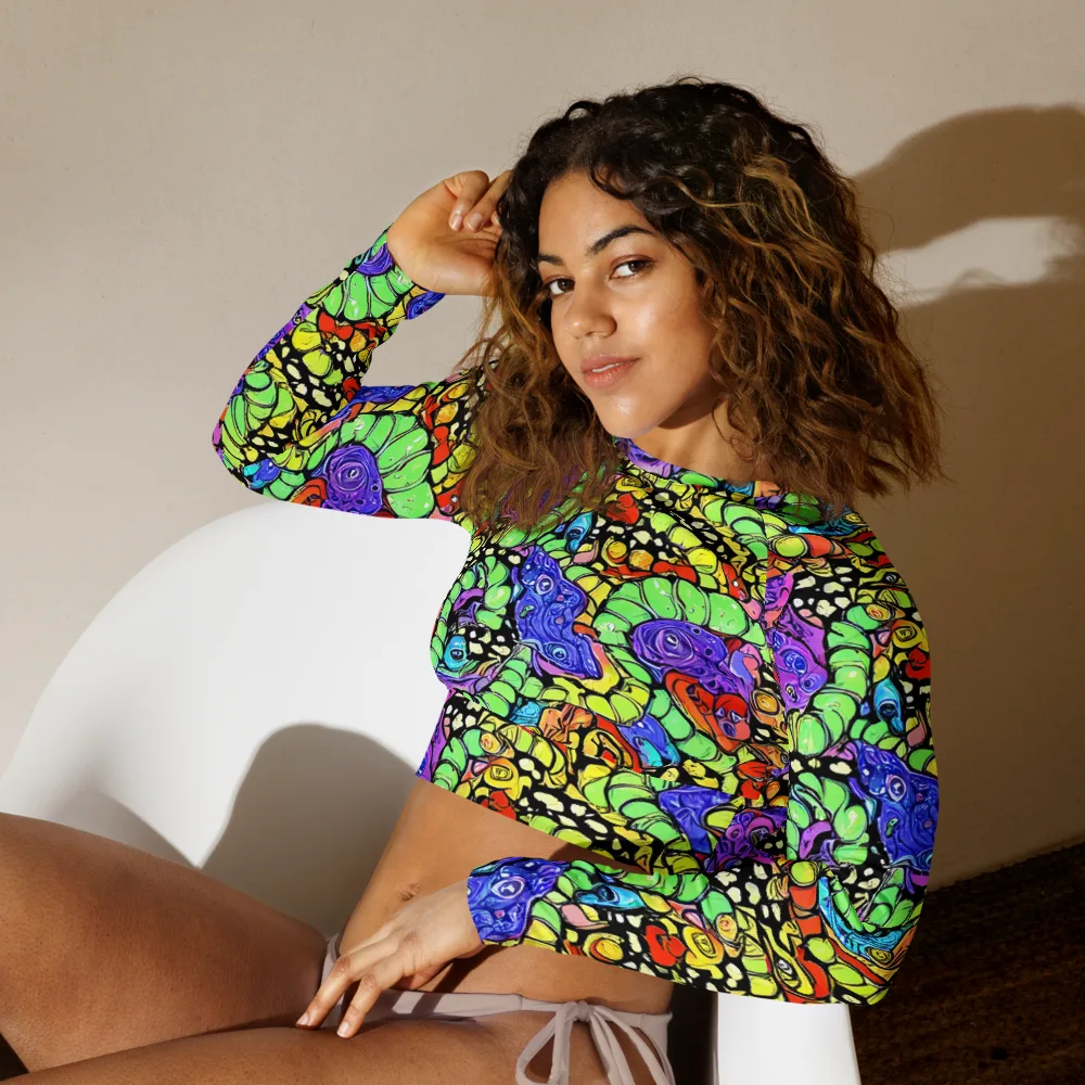 Frostwork Fantasy on Long Sleeve Crop Top — Left Front