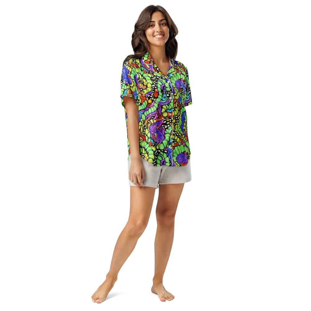 Frostwork Fantasy on Women's Short Sleeve Pajama Top — Front
