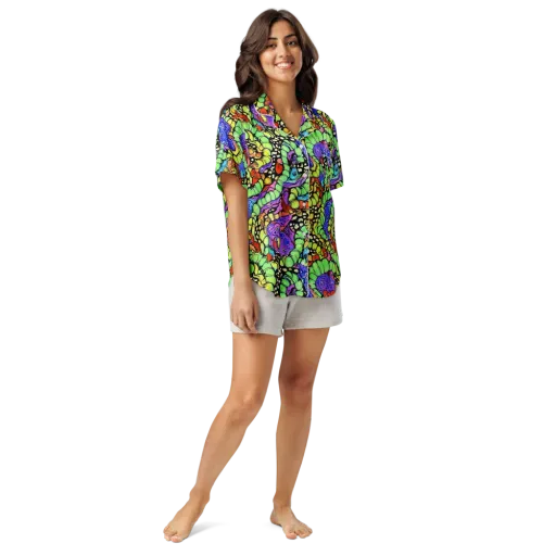 Frostwork Fantasy on a Women's Short Sleeve Pajama Top