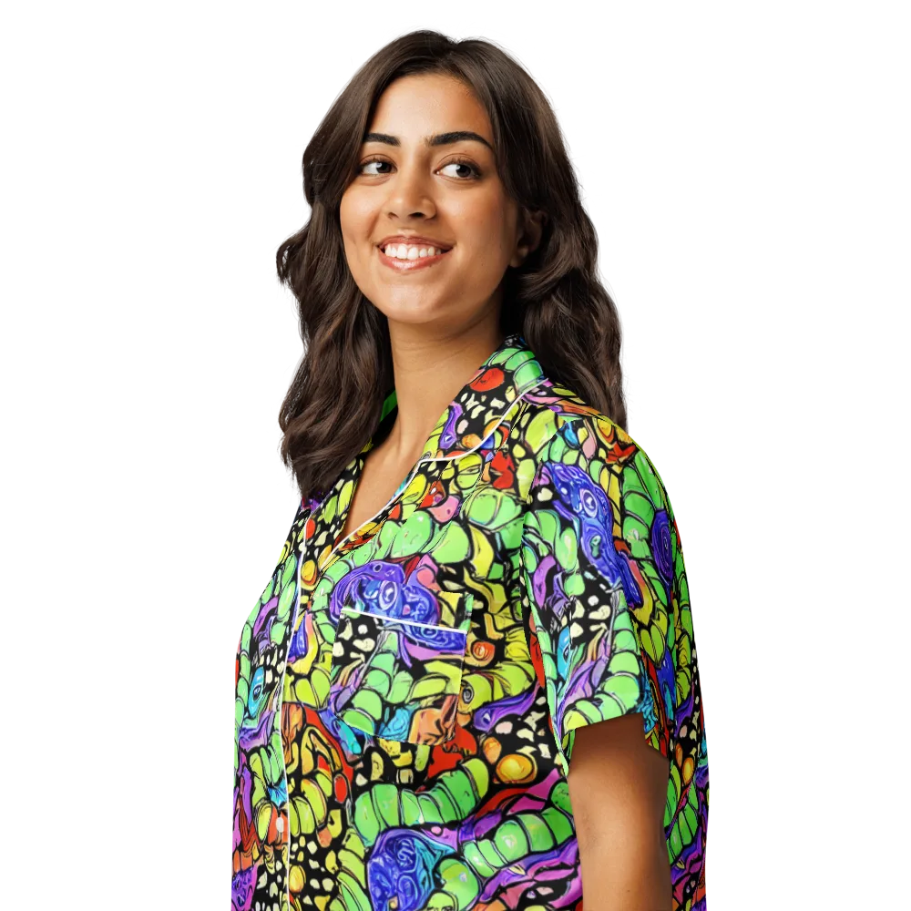 Frostwork Fantasy on Women's Short Sleeve Pajama Top — Left Front