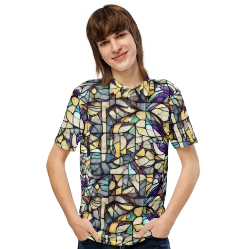 Violet Glass Garden on a Men's Slim Fit Polo Shirt