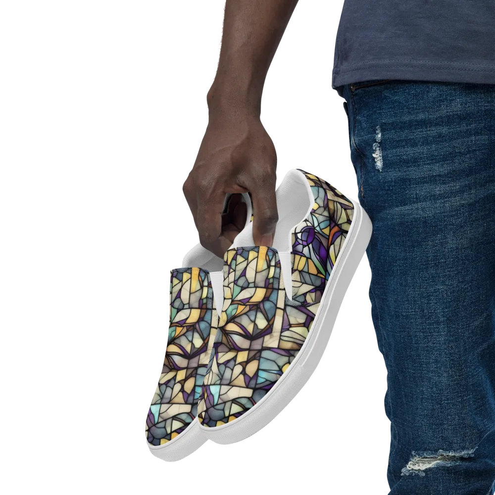 Violet Glass Garden on Men's Slip-On Canvas Shoes — Left Front