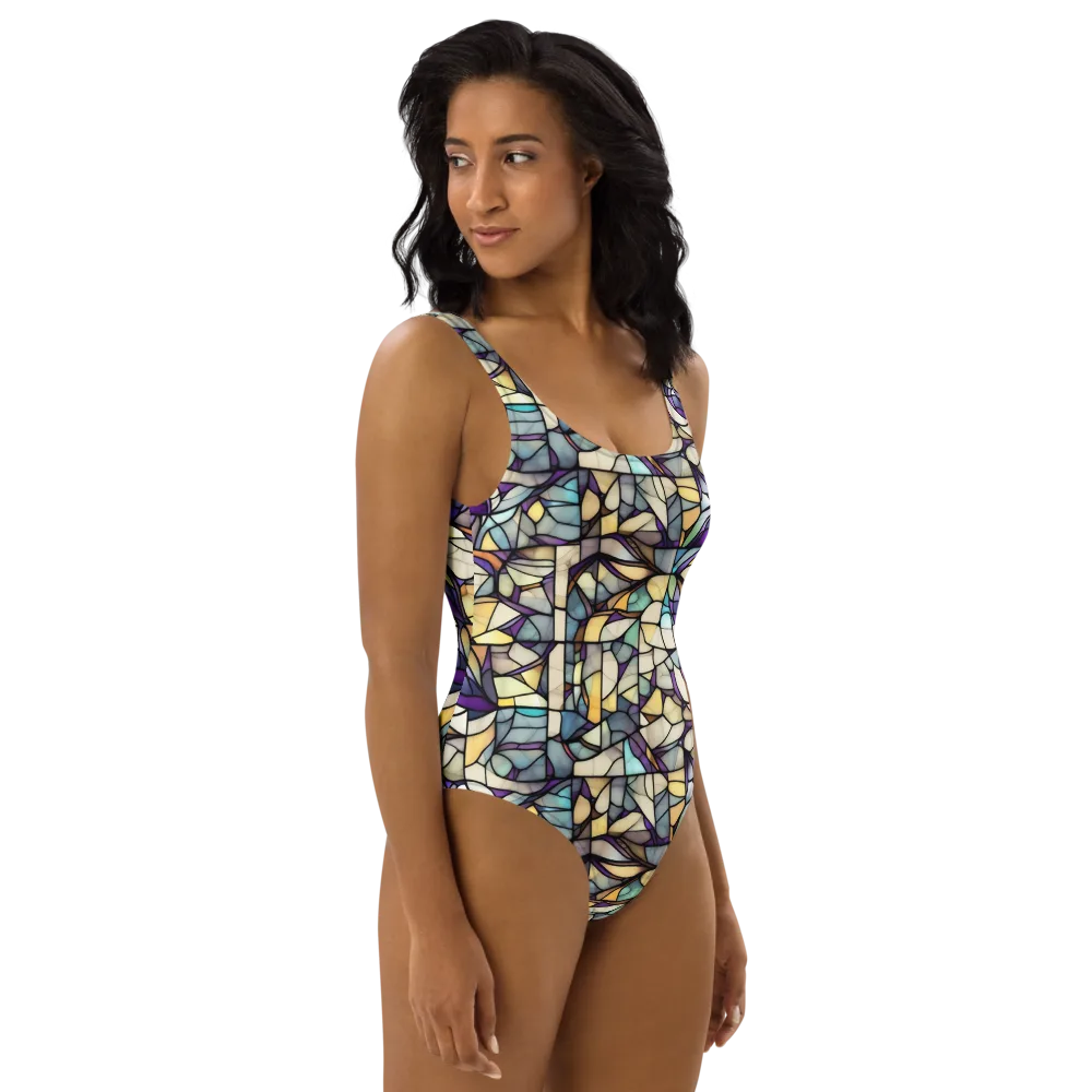 Violet Glass Garden on One-Piece Swimsuit — Right