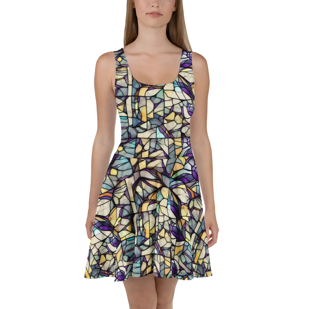 Violet Glass Garden on Skater Dress — Front