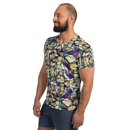 Violet Glass Garden on a Men's Athletic T-Shirt