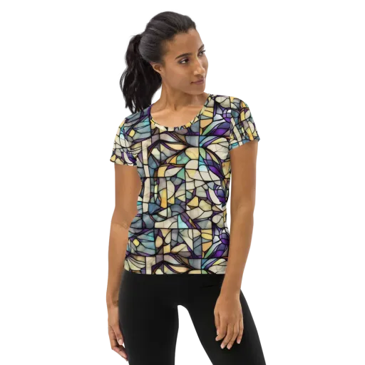 Violet Glass Garden on a Women's Athletic T-Shirt