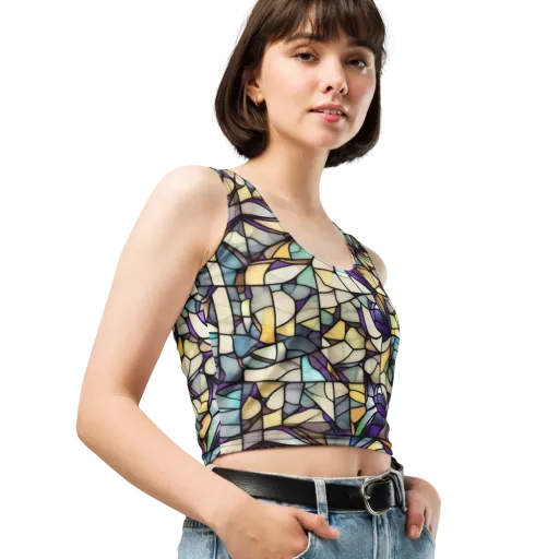 Violet Glass Garden on a Crop Top