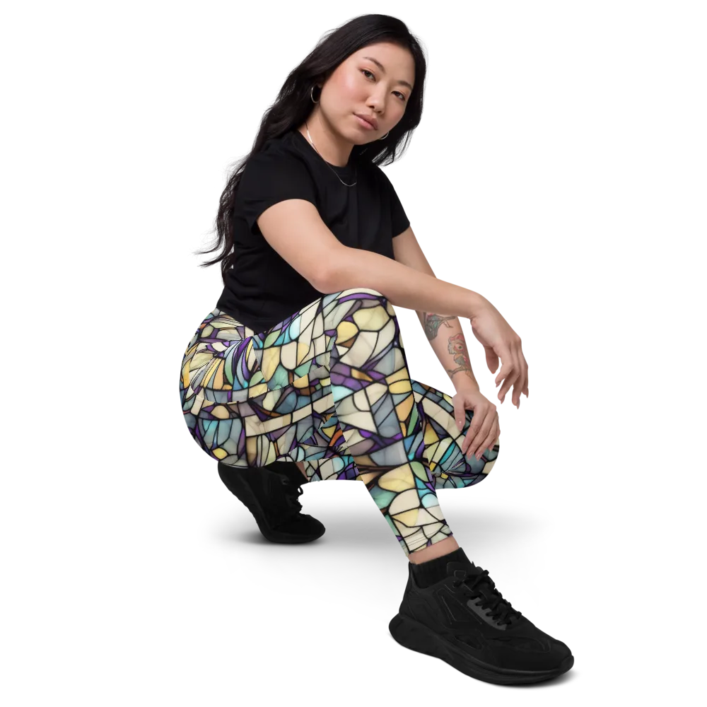 Violet Glass Garden on Leggings with Pockets — Right Front