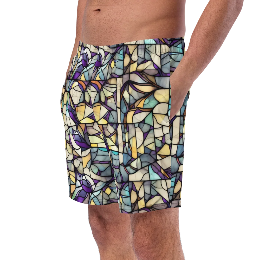 Violet Glass Garden on Swim Trunks — Left Front