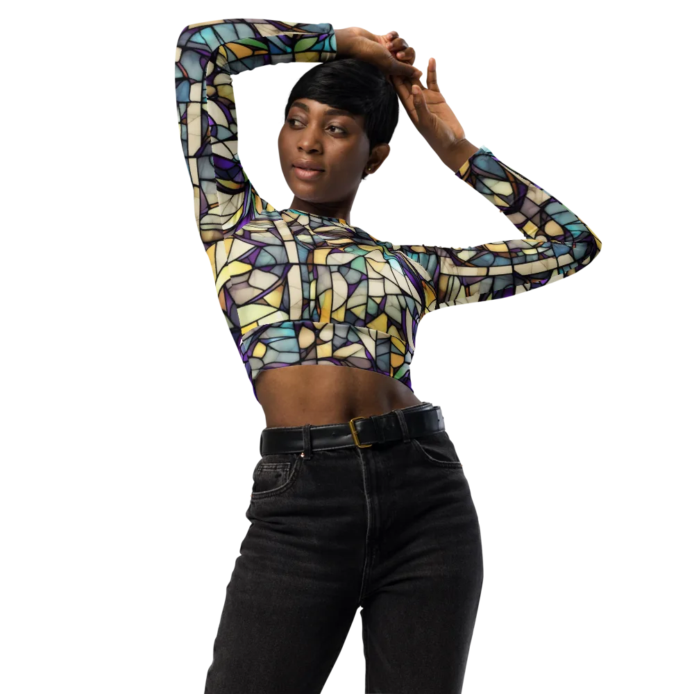 Violet Glass Garden on Long Sleeve Crop Top — Front