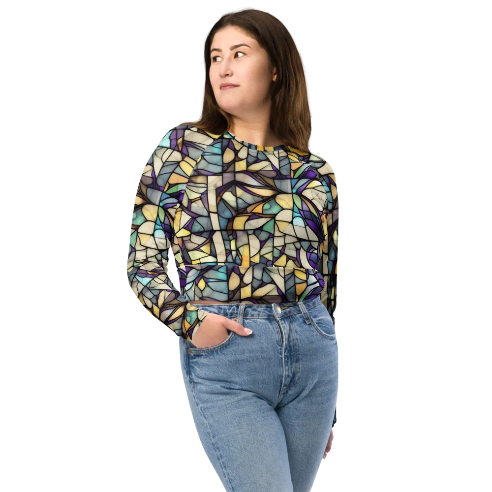 Violet Glass Garden on Long Sleeve Crop Top — Front