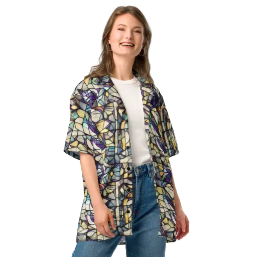 Violet Glass Garden on a Button Shirt