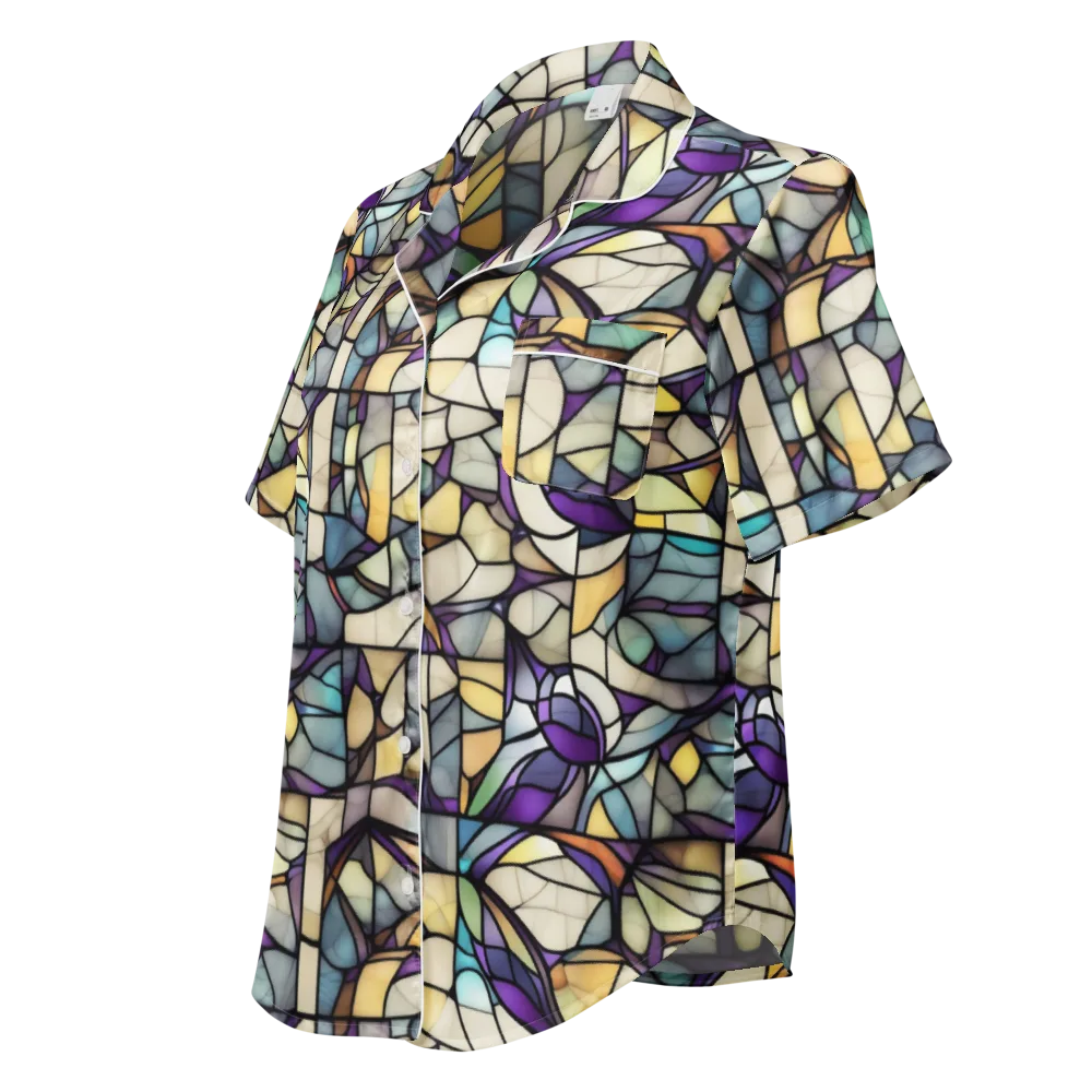 Violet Glass Garden on Women's Short Sleeve Pajama Top — Left Front