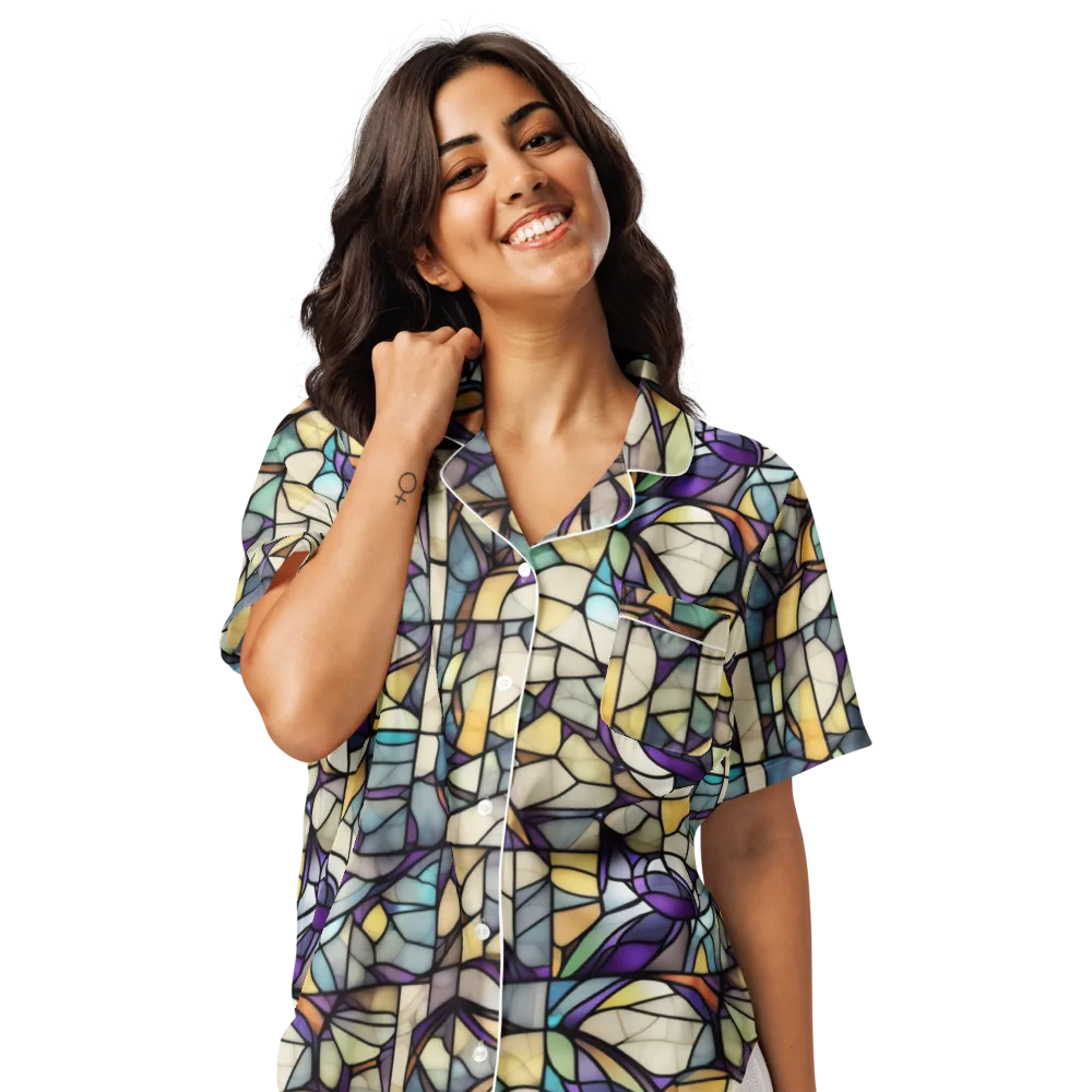 Violet Glass Garden on Women's Short Sleeve Pajama Top — Front