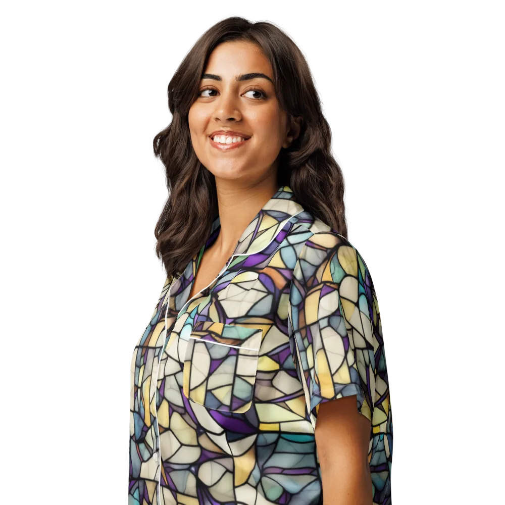 Violet Glass Garden on Women's Short Sleeve Pajama Top — Left Front