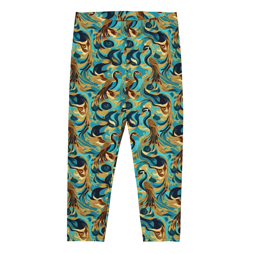 Gilded Crane Rhapsody on Capri Leggings — Front