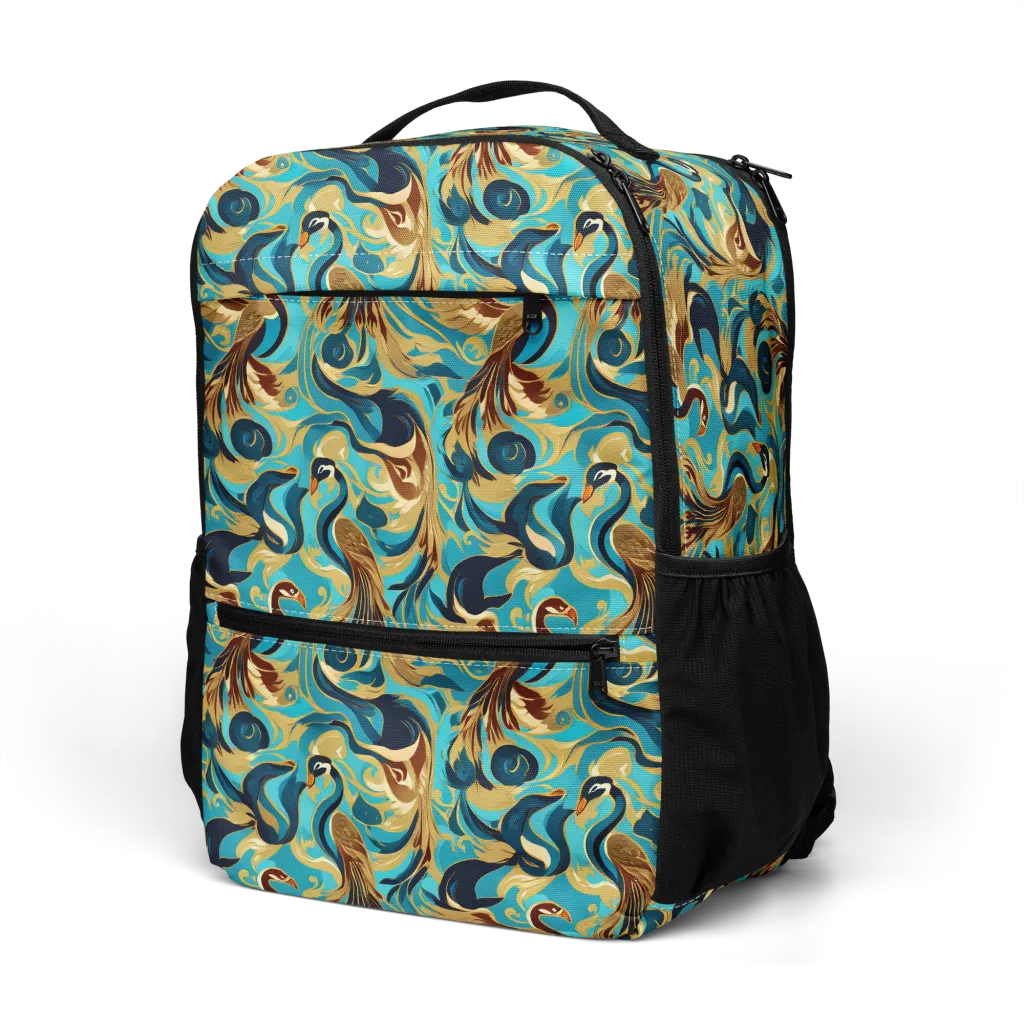 Gilded Crane Rhapsody on Utility Backpack — Left Front