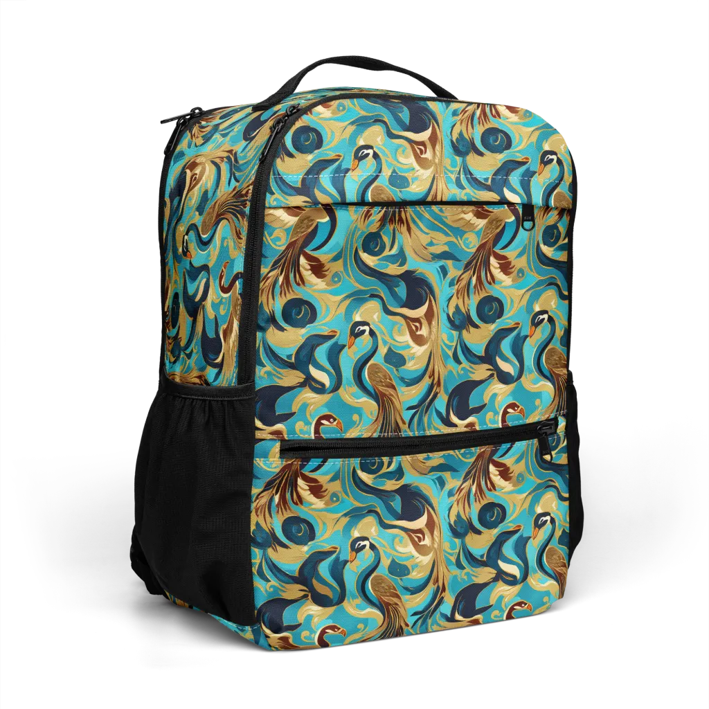 Gilded Crane Rhapsody on Utility Backpack — Right Front